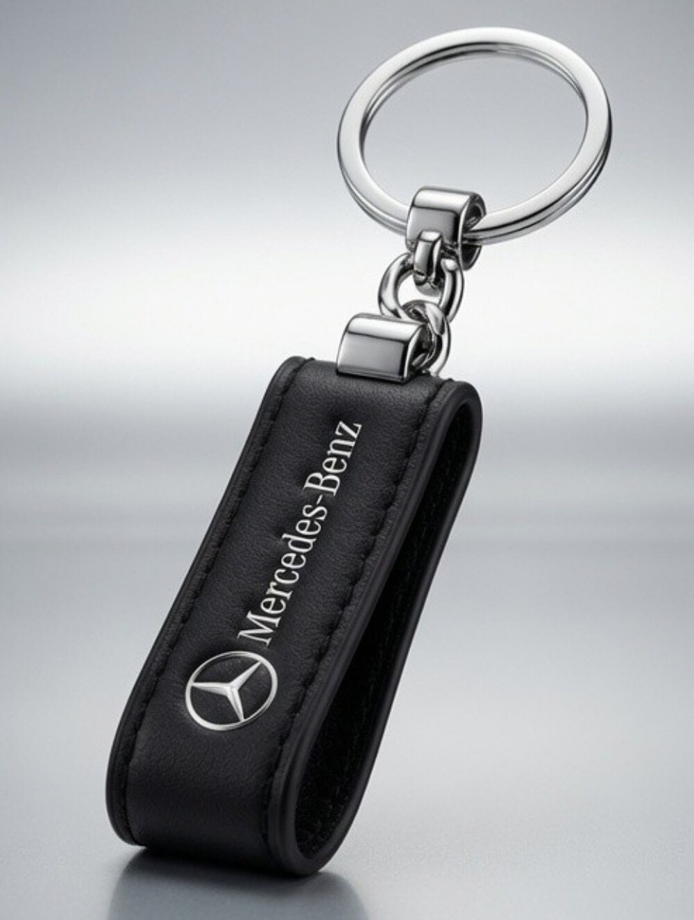 Mercedes Benz Black Leather Keychain Strap